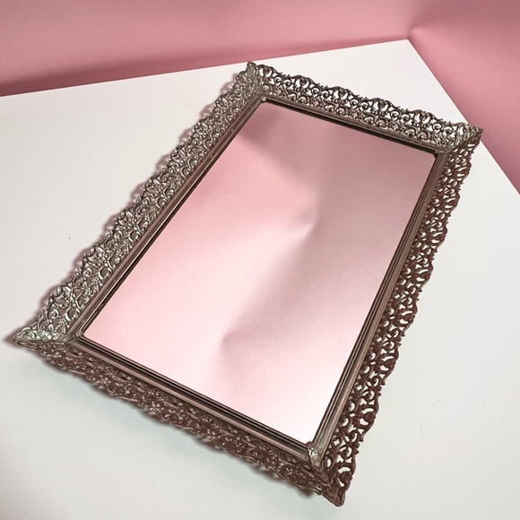 Vintage Other - vintage ornate trim mirrored tray